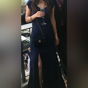 Reformation Navy Dress with Open Back